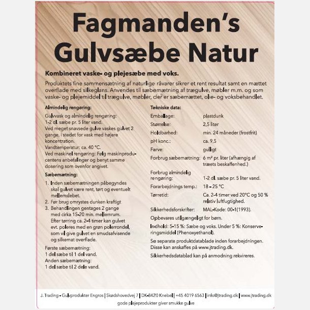 Fagmandens Gulvsbe Natur 2,5 liter