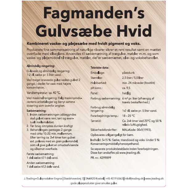 Fagmandens Gulvsbe Hvid 2,5 liter